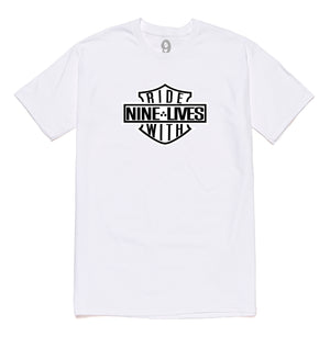 RIDE WITH 9LIVES S/S WHITE